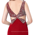 Grace Karin Ärmelloses Backless Langes reizvolles rotes wulstiges Abend-Kleid CL6096-2 #